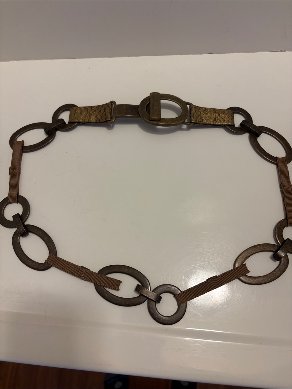 Suzi Roher Bronze- toned Linked Ring Belt LIKE NEW